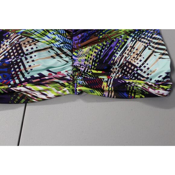 Etcetera XL Top Cowl Neck Long Sleeve Side Zip Multicolor Abstract Stretch - Picture 4 of 5